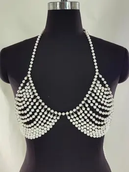  2023 najnovejših Kitajskih design vroče telo verige dodatki Modni multi-layer pearl prsih verige luksuznih dodatkov