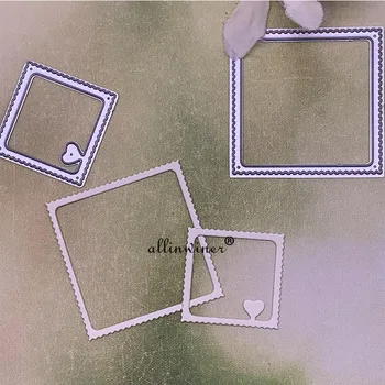  2Pcs Ljubezen kvadratni okvir Kovinski Rezanje Umre Matrice Die Cut za DIY Scrapbooking Album Papir, Kartice Reliefi