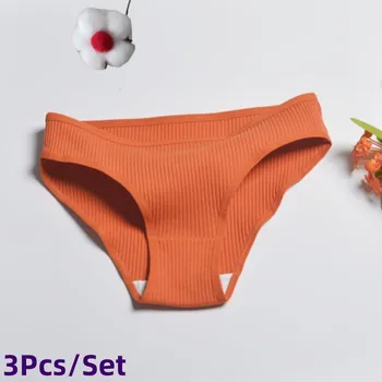  3Pcs/Set Žensk Bombaž Sredi Pasu Spodnje hlače Udobno Brazilske Ženske Belušno Barva Spodnje Intimates Perilo M-XL