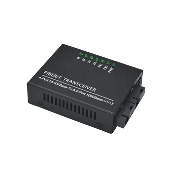  Ethernet Vlaken Stikalo 4*100 M RJ45+2*1000Mbps SC Optični Mediji Pretvornik Single Mode Fiber Media Converter