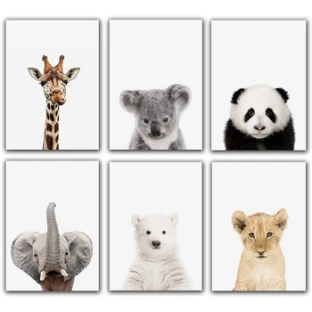  Safari Živali, Poster Tiskanje Vrtec Dekor Slike (Brez Okvirja) Steno Tiska Za Boys & Girls Soba Panda,Žirafa,Slon