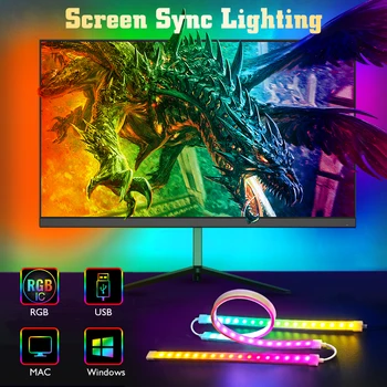  Smart Zaslon za Sinhronizacijo Razsvetljavo Svetilka-Igra Vzdušje Dekor Lučka s Programsko opremo, ki Nadzira LED Osvetlitev ozadja in PC Monitor Barvni Sync