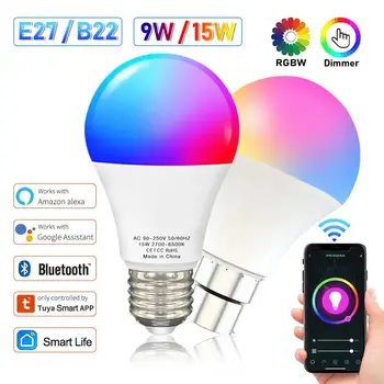 Tuya WiFi E27 B22 Smart Žarnica Zatemniti RGBCW 100-240V Svetlobe LED, Smart Življenje App Nadzor Glasovni Nadzor Preko Alexa googlova Domača stran Alice