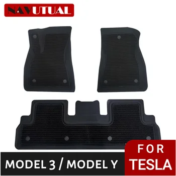  Za Tesla Model3 Y Avto Nepremočljiva nedrseča Talna Obloga TPE XPE Spremenjen Avto Dodatki 3Pcs/Nastavite v Celoti Obdan Posebne Foot Pad